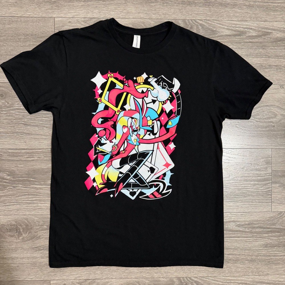 100%‎ Cotton Helluva Boss Fizzarolli Graphic T-Shirt Black Slim Mens M Clown